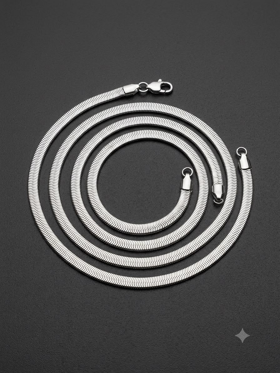 Silver Herringbone Snake Chain Necklace – Premium Stainless Steel