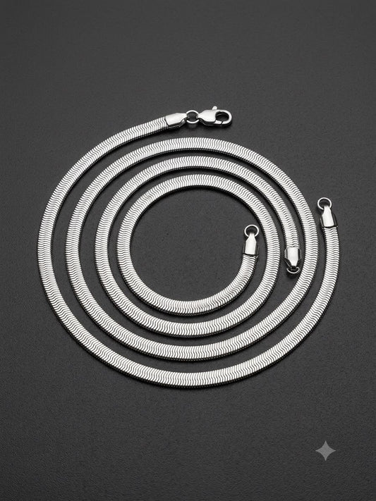 Silver Herringbone Snake Chain Necklace – Premium Stainless Steel