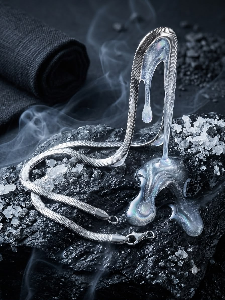 Silver Herringbone Snake Chain Necklace – Premium Stainless Steel