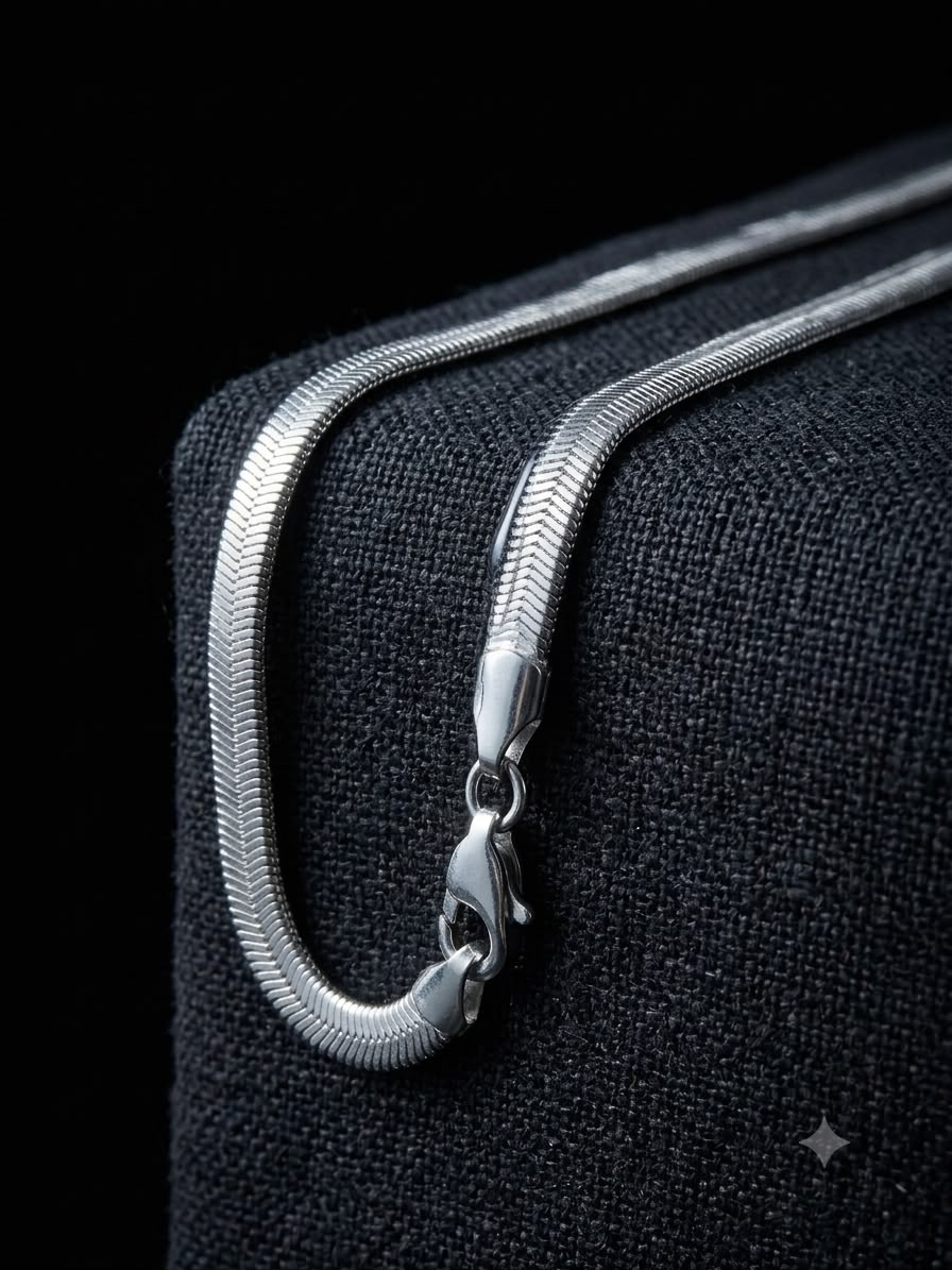 Silver Herringbone Snake Chain Necklace – Premium Stainless Steel